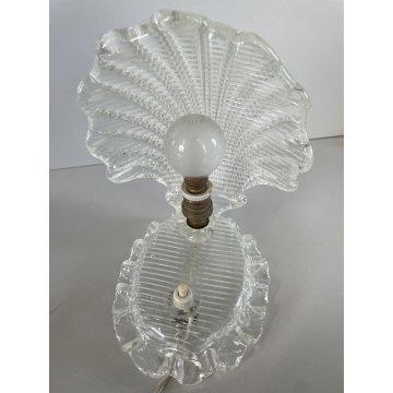 ANTICA LAMPADA ABATJOUR DECO' CONCHIGLIA VETRO MURANO TRASPARENTE 19 cm/h '40