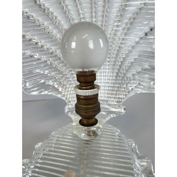 ANTICA LAMPADA ABATJOUR DECO' CONCHIGLIA VETRO MURANO TRASPARENTE 19 cm/h '40