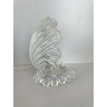 ANTICA LAMPADA ABATJOUR DECO' CONCHIGLIA VETRO MURANO TRASPARENTE 19 cm/h '40