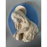 PLACCA CERAMICA MARIA VERGINE STILE Della Robbia SMALTO CELESTE BIANCO RELIGIOSO