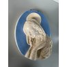 PLACCA CERAMICA MARIA VERGINE STILE Della Robbia SMALTO CELESTE BIANCO RELIGIOSO