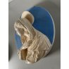 PLACCA CERAMICA MARIA VERGINE STILE Della Robbia SMALTO CELESTE BIANCO RELIGIOSO