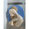 PLACCA CERAMICA MARIA VERGINE STILE Della Robbia SMALTO CELESTE BIANCO RELIGIOSO