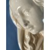 PLACCA CERAMICA MARIA VERGINE STILE Della Robbia SMALTO CELESTE BIANCO RELIGIOSO