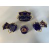 MINIATURE PORCELLANA Limoges France 4 Pz  POLTRONA DIVANO TAVOLINO BLU ORO BOX