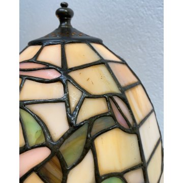 COPPIA ABAT-JOUR LAMPADA TAVOLO COMODINO STILE TIFFANY ANNI 70 VINTAGE OTTONE