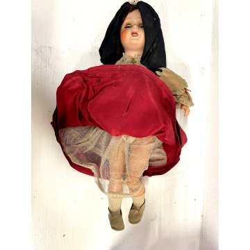 ANTICA BAMBOLA CARTAPESTA GESSATA COSTUME TRADIZIONALE ALSAZIA 50cm DOLL '30/'40