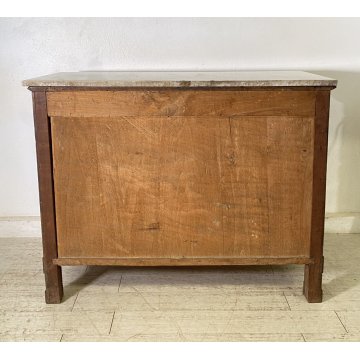 ANTICO COMO STILE IMPERO LEGNO NOCE BIGLIA MARMO BIANCO CASSETTONE 1800 OTTONE