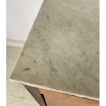 ANTICO COMO STILE IMPERO LEGNO NOCE BIGLIA MARMO BIANCO CASSETTONE 1800 OTTONE