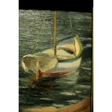 ANTICO PICCOLO QUADRO OLIO TAVOLA RITRATTO BIMBA LAGO PORTRAIT LITTLE GIRL LAKE 