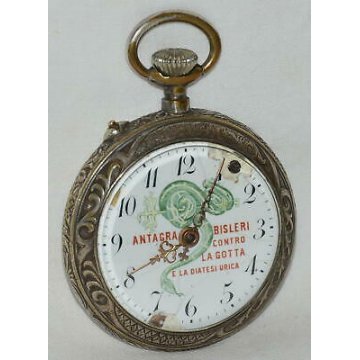 RARO ANTICO OROLOGIO TASCA Pubblicità BISLERI Ferro China '800 OLD POCKET WATCH