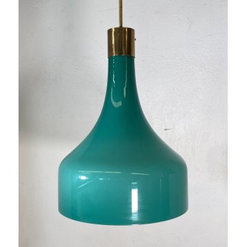 LAMPADARIO DESIGN ANNI 60 VETRO OTTONE ATTR. IGNAZIO GARDELLA LAMPADA SOFFITTO