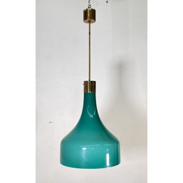 LAMPADARIO DESIGN ANNI 60 VETRO OTTONE ATTR. IGNAZIO GARDELLA LAMPADA SOFFITTO