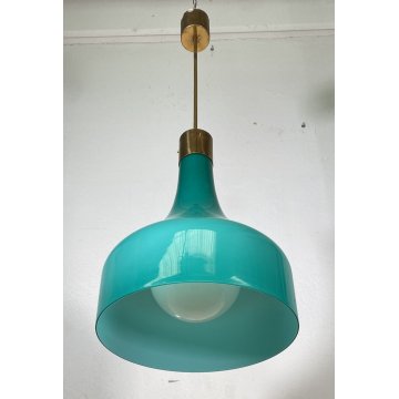 LAMPADARIO DESIGN ANNI 60 VETRO OTTONE ATTR. IGNAZIO GARDELLA LAMPADA SOFFITTO