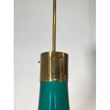 LAMPADARIO DESIGN ANNI 60 VETRO OTTONE ATTR. IGNAZIO GARDELLA LAMPADA SOFFITTO