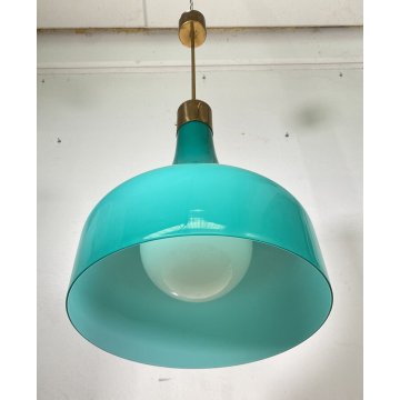 LAMPADARIO DESIGN ANNI 60 VETRO OTTONE ATTR. IGNAZIO GARDELLA LAMPADA SOFFITTO