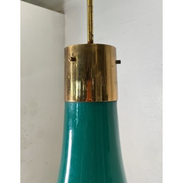 LAMPADARIO DESIGN ANNI 60 VETRO OTTONE ATTR. IGNAZIO GARDELLA LAMPADA SOFFITTO