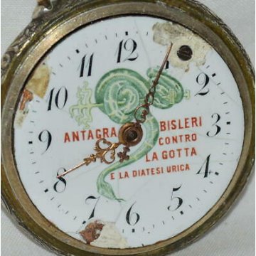 RARO ANTICO OROLOGIO TASCA Pubblicità BISLERI Ferro China '800 OLD POCKET WATCH