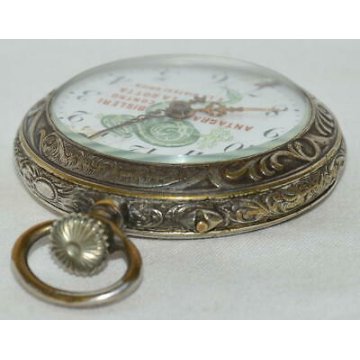 RARO ANTICO OROLOGIO TASCA Pubblicità BISLERI Ferro China '800 OLD POCKET WATCH