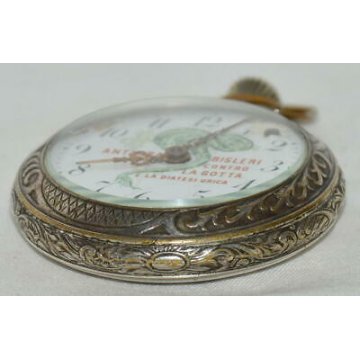 RARO ANTICO OROLOGIO TASCA Pubblicità BISLERI Ferro China '800 OLD POCKET WATCH