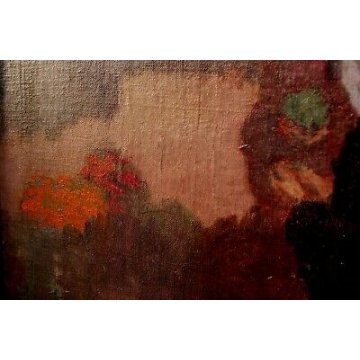 ANTICO QUADRO OLIO TELA SCENA GENERE MERCATO FIORI VERDURA FIGURE INVERNO 900 