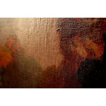 ANTICO QUADRO OLIO TELA SCENA GENERE MERCATO FIORI VERDURA FIGURE INVERNO 900 