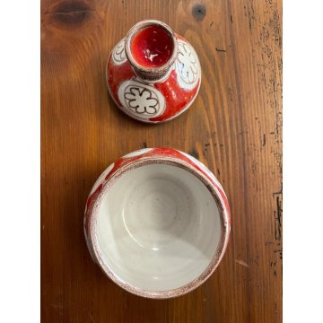 SET 6 TAZZE da TE ZUCCHERIERA De Simone CERAMICA SICILIANA UCCELLI ROSSO BIANCO