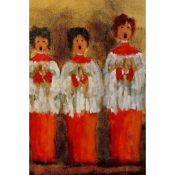 QUADRO DIPINTO OLIO TELA Bernardoni CHIERICHETTI FIGURE MESSA CANTO RELIGIOSO 