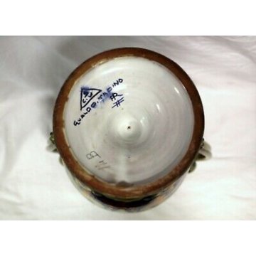 ANTICO VASO BIANSATO Paolo Rubboli GUALDO TADINO FINE '800 MAIOLICA LUSTRO VASE 