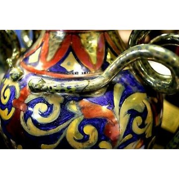 ANTICO VASO BIANSATO Paolo Rubboli GUALDO TADINO FINE '800 MAIOLICA LUSTRO VASE 