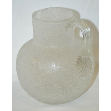ANTICA CARAFFA VETRO GHIACCIATO Liberty MURANO ghiaccio BROCCA old ICE GLASS JUG