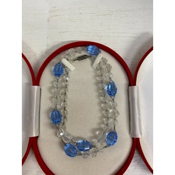 COLLANA VINTAGE '80 CRISTALLO ROCCA CRISTALLI AZZURRI collier CHIUSURA ARGENTO