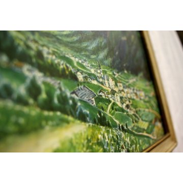 PICCOLO QUADRO ACQUERELLO Ugo Flumiani PAESAGGIO MONTANO VEDUTA VAL GARDENA 900