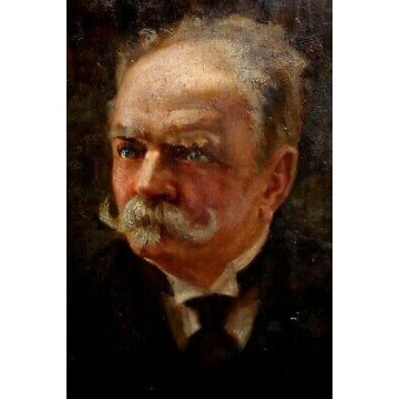 ANTICO QUADRO DIPINTO E.M. Bosone OLIO TAVOLA RITRATTO MASCHILE UOMO BAFFI 1917