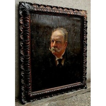 ANTICO QUADRO DIPINTO E.M. Bosone OLIO TAVOLA RITRATTO MASCHILE UOMO BAFFI 1917