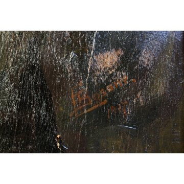 ANTICO QUADRO DIPINTO OLIO TAVOLA E.M. Bosone RITRATTO FEMMINILE NOBILDONNA 1917