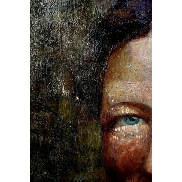 ANTICO QUADRO DIPINTO OLIO TAVOLA E.M. Bosone RITRATTO FEMMINILE NOBILDONNA 1917