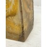 COPPIA ANTICA BOTTIGLIA DECANTER CRISTALLO AMBRA DECORO MOLATO MONTATURE ARG 800
