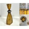 COPPIA ANTICA BOTTIGLIA DECANTER CRISTALLO AMBRA DECORO MOLATO MONTATURE ARG 800