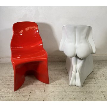 COPPIA SEDIA DESIGN Fabio Novembre MOD. Her POLIPROPILENE CHAIR ANNI 80/90 ROSSA