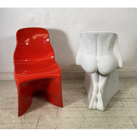 COPPIA SEDIA DESIGN Fabio Novembre MOD. Her POLIPROPILENE CHAIR ANNI 80/90 ROSSA