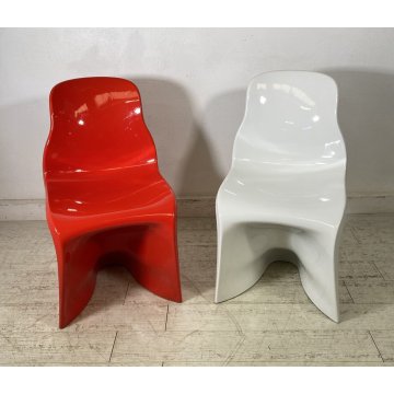 COPPIA SEDIA DESIGN Fabio Novembre MOD. Her POLIPROPILENE CHAIR ANNI 80/90 ROSSA