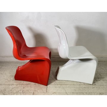 COPPIA SEDIA DESIGN Fabio Novembre MOD. Her POLIPROPILENE CHAIR ANNI 80/90 ROSSA