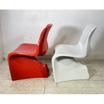 COPPIA SEDIA DESIGN Fabio Novembre MOD. Her POLIPROPILENE CHAIR ANNI 80/90 ROSSA