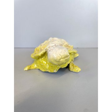 SCULTURA ZOOMORFA CERAMICA Carla Tolomeo TARTARUGA ZOO FANTASTICO SMALTO GIALLO