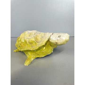 SCULTURA ZOOMORFA CERAMICA Carla Tolomeo TARTARUGA ZOO FANTASTICO SMALTO GIALLO