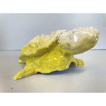 SCULTURA ZOOMORFA CERAMICA Carla Tolomeo TARTARUGA ZOO FANTASTICO SMALTO GIALLO