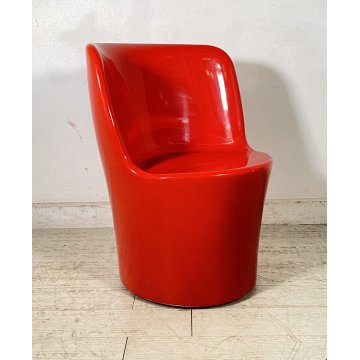 SEDIA SINGOLA UNOPIU POLIPROPILENE LACCATA ROSSA CHAIR POLTRONA MADE IN ITALY 80