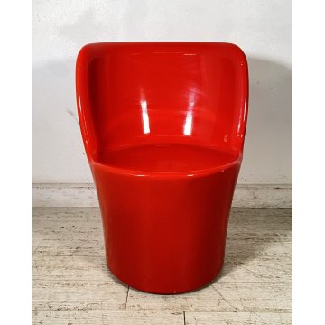 SEDIA SINGOLA UNOPIU POLIPROPILENE LACCATA ROSSA CHAIR POLTRONA MADE IN ITALY 80