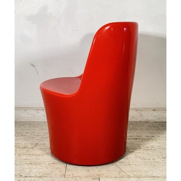 SEDIA SINGOLA UNOPIU POLIPROPILENE LACCATA ROSSA CHAIR POLTRONA MADE IN ITALY 80